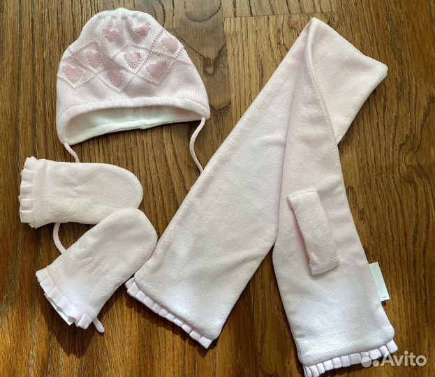 Комплект шапка, шарф, варежки