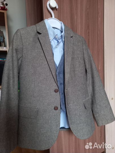 Пиджак, жилетка и рубашка, костюм H&M 116-122рр