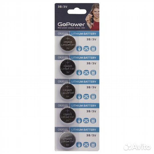 CR2025 3V 5шт/блистер, Батарейки 2025 таблетка 3В