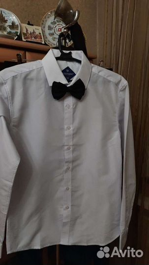 Рубашка белая подростковая с бабочкой;мужская р48