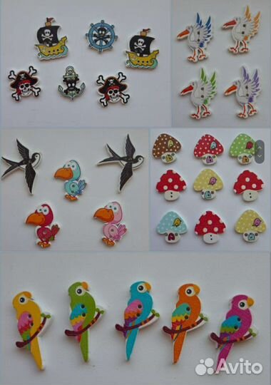 Деревянные пуговицы для скапбукинга и рукоделия