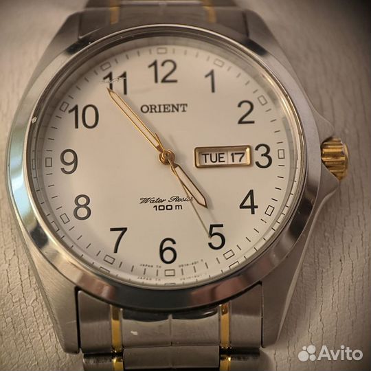 Часы Orient мужские кварц 100 м, стальной браслет