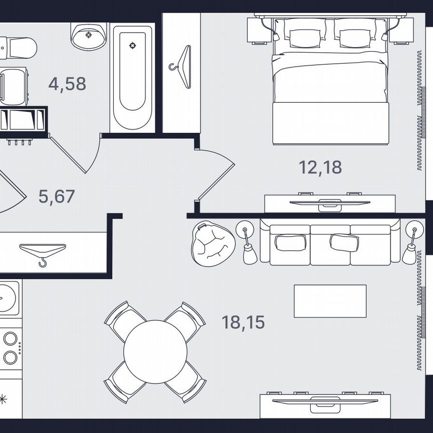 2-к. апартаменты, 40,6 м², 20/24 эт.