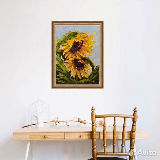 Картина с Подсолнухами маслом на холсте 40 на 30
