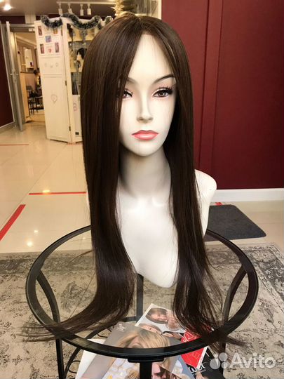 Парик система из натуральных волос на шелке (65см)
