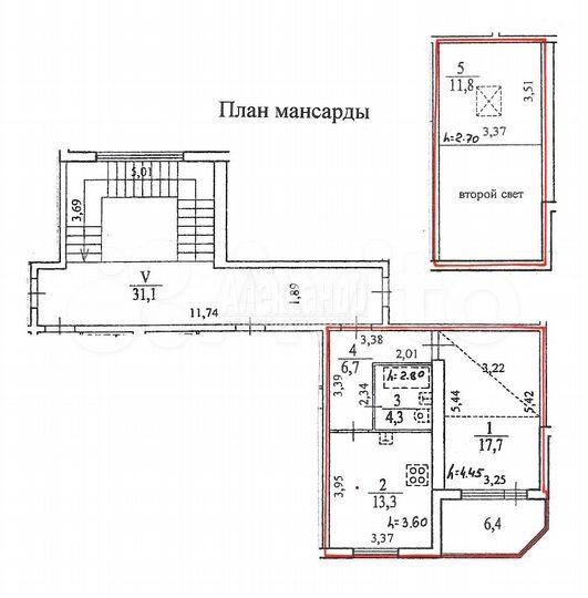 2-к. квартира, 54 м², 4/4 эт.