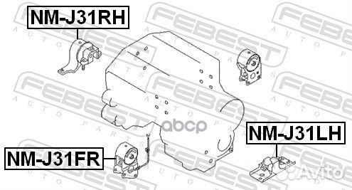 Подушка двигателя левая NMJ31LH Febest