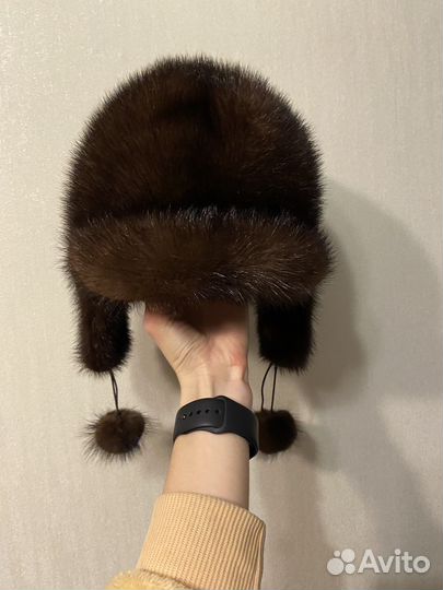 Шапка норковая женская коричневая