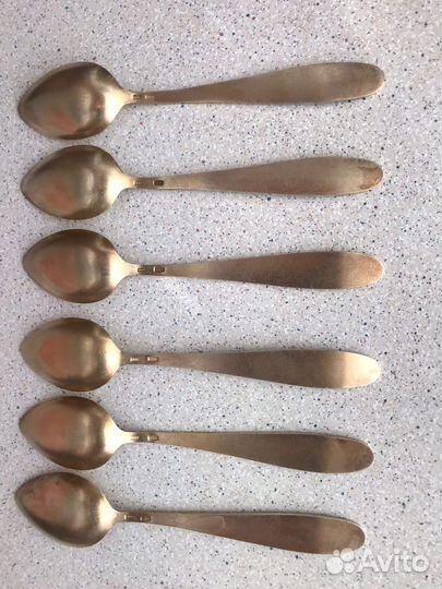 Чайные Ложки серебро 875 с позолотой