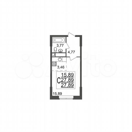 Квартира-студия, 28 м², 5/25 эт.