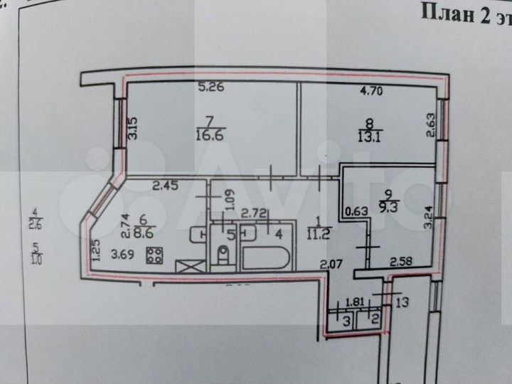 3-к. квартира, 65 м², 2/15 эт.