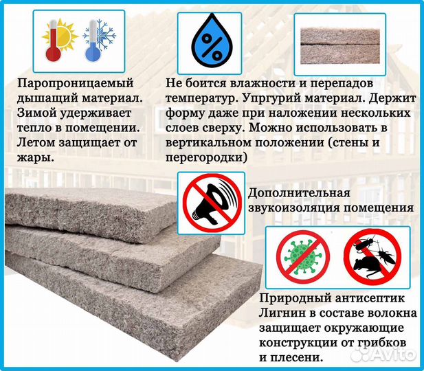 Натуральный утеплитель из льна для Дома и Бани