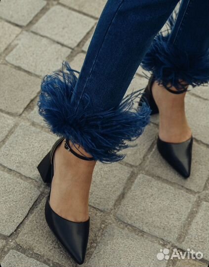 Lichi джинсы с перьями