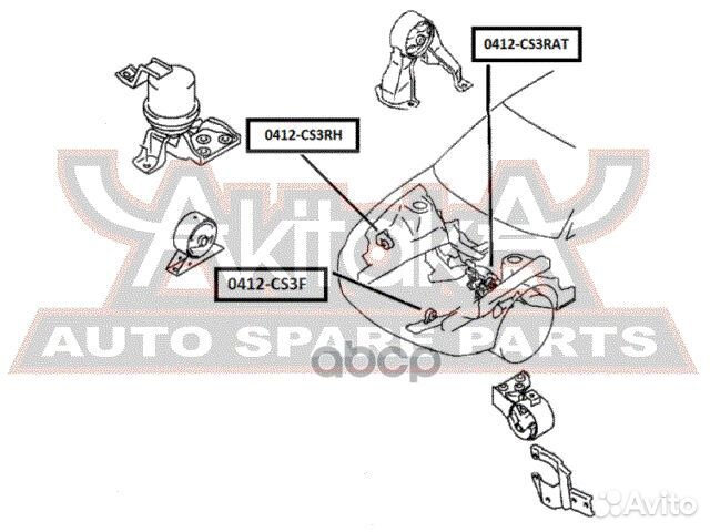 Подушка двигателя правая 0412CS3RH asva