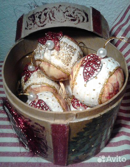 Елочные игрушки в винтажном стиле, ручная работа