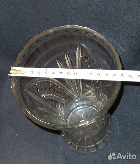 Большая хрустальная ваза СССР новая 30см