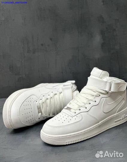 Nike Air Force 1 с мехом белые