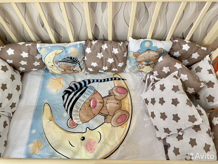 Бортики в детскую кроватку + одеяло