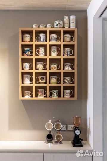 Полка для чашек настольная деревянная