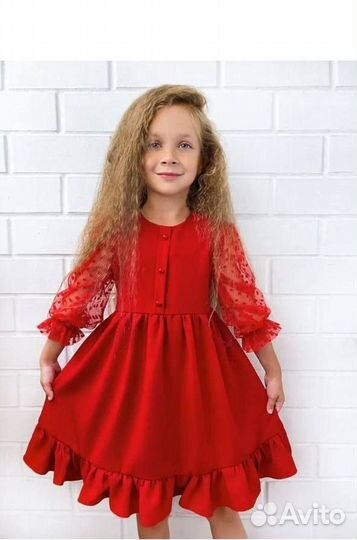 Платье красное для девочки 104 110 116 122