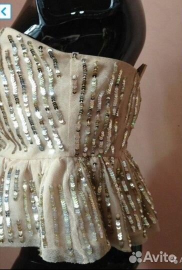 Корсет праздничный в пайетках нюд