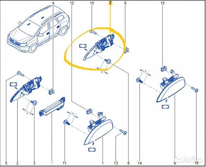 Ручка двери (наружная, внешняя) правая Renault