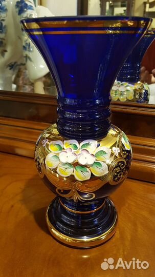 Ваза для цветов Богемия Кобальт Чехия