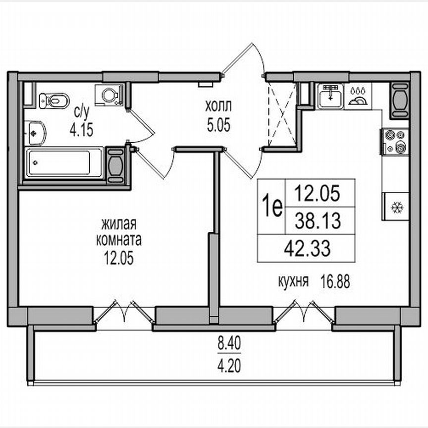 1-к. квартира, 41,7 м², 13/27 эт.