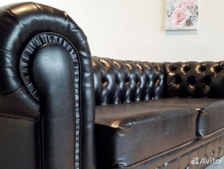 Диван Честер двухместный кожа в рассрочку