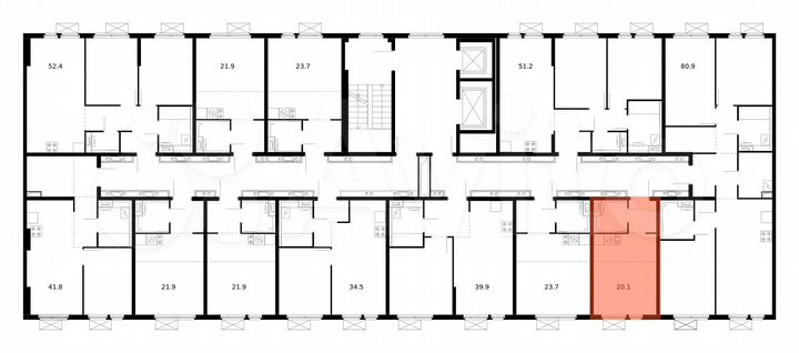 Квартира-студия, 20,1 м², 13/14 эт.