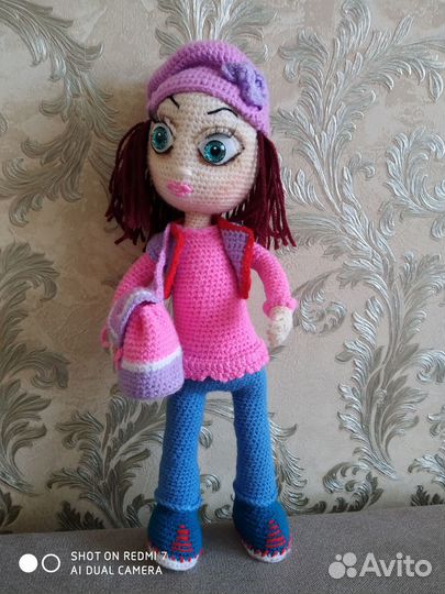 Вязанные игрушки куклы, белочки, енот, зайчик