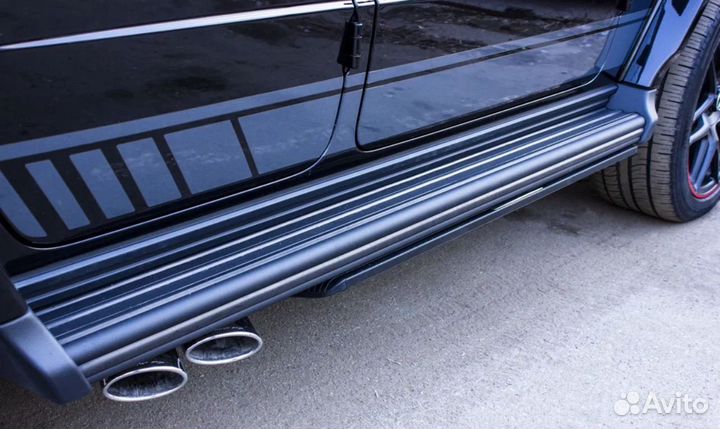 Пороги черные mercedes g-класс на гелик подножки