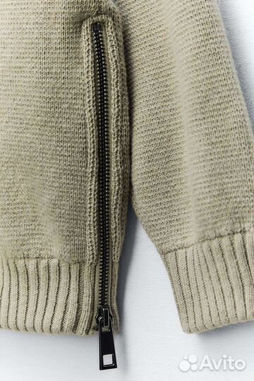 Zara вязаный кардиган бомбер С боковыми молниями