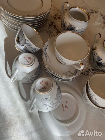 Сервиз чайный Жемчужный, тарелки, графин раритет