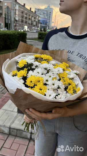 Букет цветов с хризантемой (круглые )