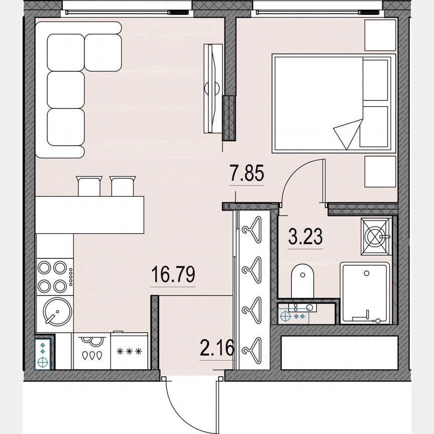 1-к. квартира, 30,2 м², 11/17 эт.