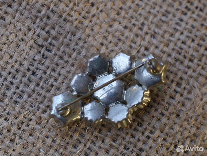 Запонки позолоченные зеленый хрусталь XX век