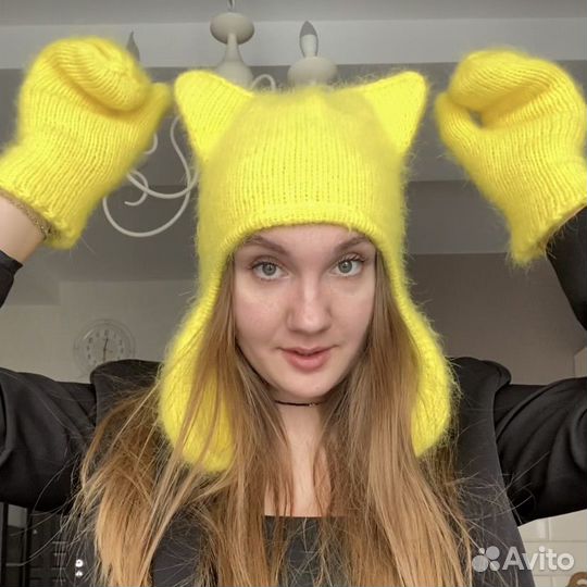 Шапка женская вязаная из пуха норки