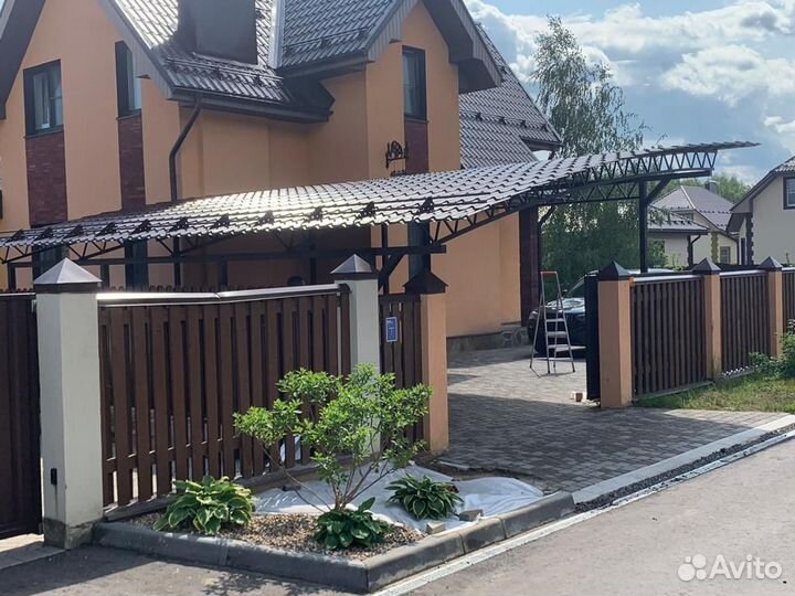 Навес для автомобиля из дерева сборка до 2 дн