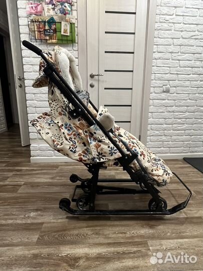 Санки-коляска nika kids в цветочек