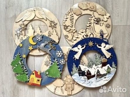 Венок новогодний из фанеры для творчества новый