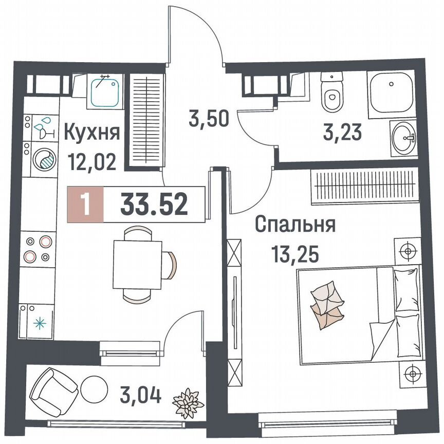 1-к. квартира, 33,5 м², 10/18 эт.