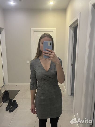 Платье мини Zara серое XS