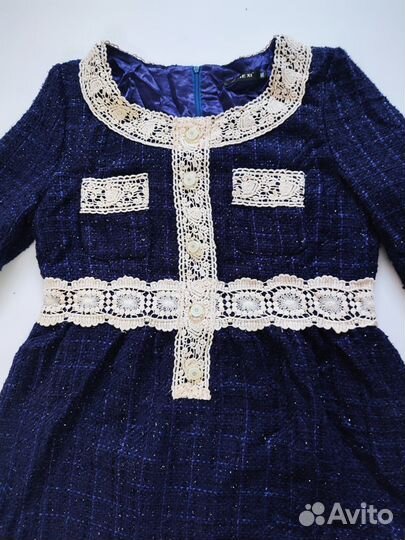 Вечернее платье с люрексом и кружевом 48-50