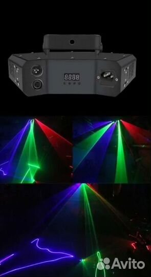 Трехголовый лазерный светильник rgв