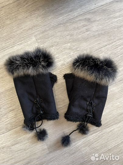 Варежки замшевые натуральные, митенки