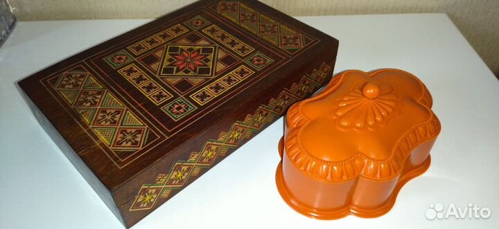 Шкатулки, дерево, карболит, СССР. Винтаж