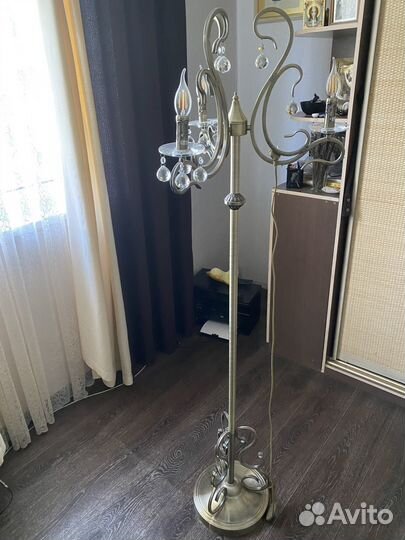 Торшер напольный бронза с хрусталем