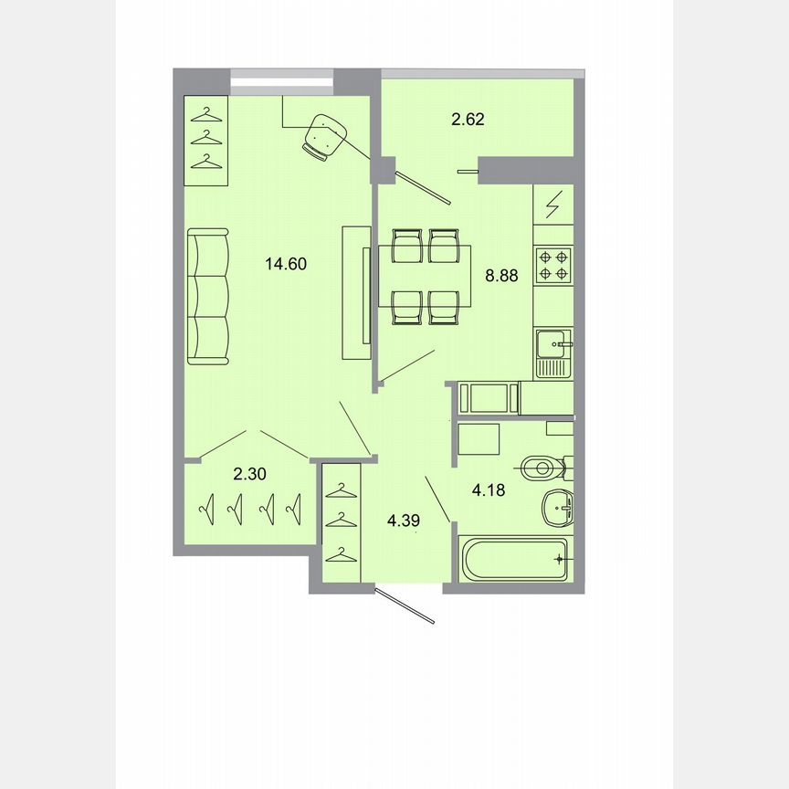 1-к. квартира, 35 м², 12/15 эт.