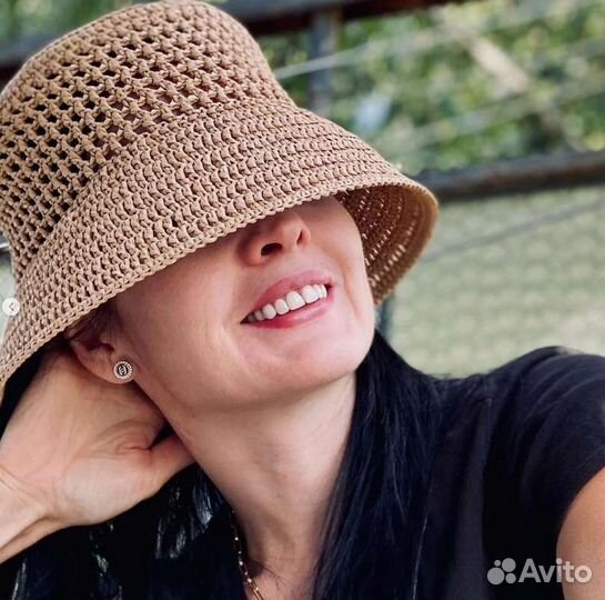 Панама из рафии, на 55-56 см